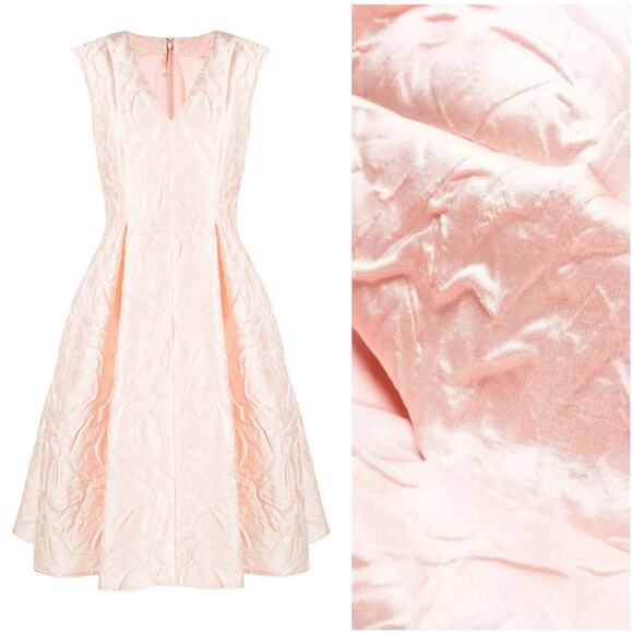 Talbot Runhof Pink Jacquard Knee Length A-Line Dress NWT New US 4 - Picture 11 of 11